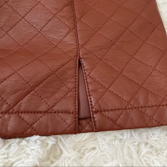3/$45 Forever21 Quilted Brown Leather Skirt - Picture 6 of 6